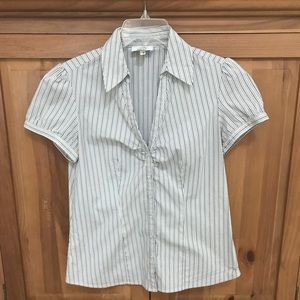 Loft white with black pinstripes button down
